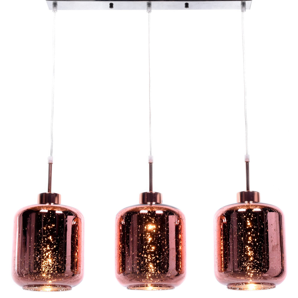 Trojitá závěsná lampa, lustr ALACOSMO růžové zlato, rose gold, moderní - Lumina Deco obrázek 1