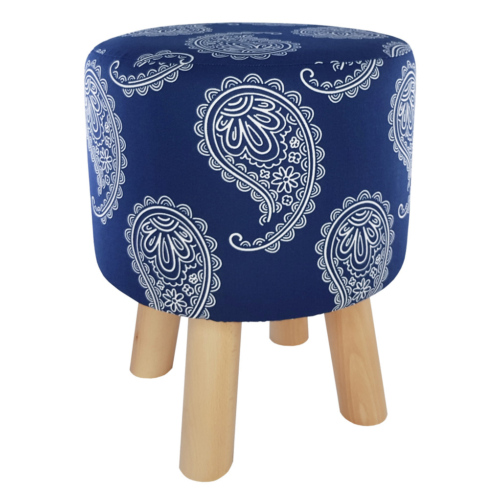 Orientální pouf, stolička, podnožka, tmavě modrý indický, turecký vzor paisley - Lily Pouf obrázek 2